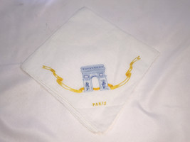 D. Porthault Cotton Voile Blue Arc de Triomphe Embroidered Handkerchief ... - $39.60