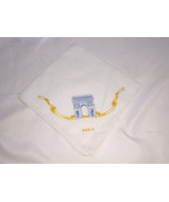 D. Porthault Cotton Voile Blue Arc de Triomphe Embroidered Handkerchief ... - £31.55 GBP