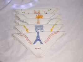 D. Porthault Cotton Voile Embroidered Beige Eiffel Towel Handkerchief - NEW - £31.15 GBP