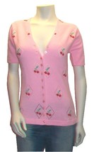 Vintage Pink Knit Top with Embroidered Cherries  - £29.97 GBP