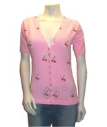Vintage Pink Knit Top with Embroidered Cherries  - £29.67 GBP