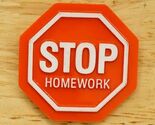 Vintage Pinback Button 1982 Hallmark Plastic Stop Sign Stop Homework School - $9.89