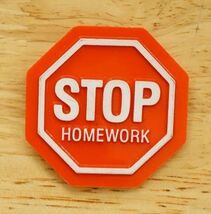 Vintage Pinback Button 1982 Hallmark Plastic Stop Sign Stop Homework School - $9.89