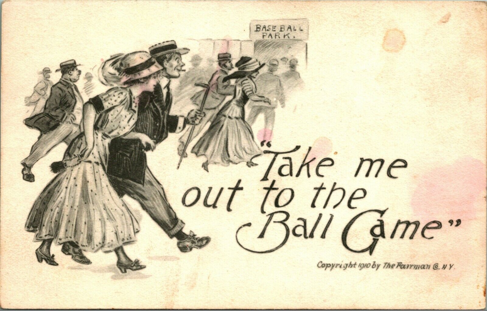Primary image for Take Me Out To The Ball Game Baseball UNP 1910 Fairman DB Postcard D11