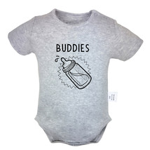 Twins Baby Buddies Drinking Humor Baby Bodysuits Newborn Romper Toddler Jumpsuit - £8.20 GBP