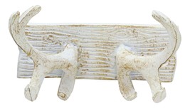 Cast Iron Vintage White Western Rustic Stag Deer Trophy Antler Rack Wall Hooks - £16.07 GBP