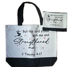 Christian ~ Canvas Tote Bag w/Handle &amp; Makeup Bag w/Zip Closure ~ Bible ... - $25.00