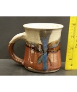 Vintage Handmade Praise God Rob Pottery Coffee Mug Blue Cross - £15.63 GBP