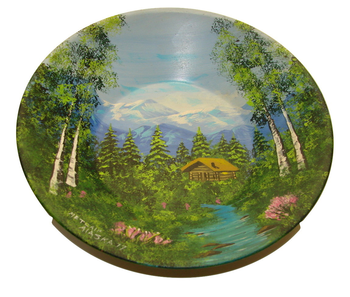 Primary image for Vintage--Alaska Gold Pan Painting  Metcalf 1977