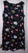 Kaua&#39;iana Hawaii Vintage Dress Black, Postcards, Drinks, Golf Tees Large - £21.85 GBP