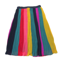 NWT J.Crew Sunburst Pleated Midi in Rainbow Colorblock Stripe A-line Skirt 6P - £85.55 GBP