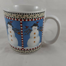 Debbie Mumm Christmas Art Cup Mug Sakura 2 Snowman w Red Cardinals - $9.89