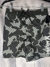 Hurley Boy&#39;s Checkered Shark Boardshorts, Size 10/25 - $17.82