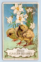 Chicks and Flowers Best Easter Wishes Embossed UNP Unused DB Postcard P5 - £3.90 GBP