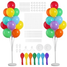 2 Set 62In Balloon Column Stand Kit With Colorful Balloons, Base And Pole, Ballo - £30.32 GBP