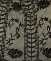 Merona women blouse size XS black sheer embroidered design short sleeve - £11.62 GBP