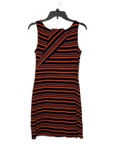 Cremieux Women&#39;s Sheath Dress Sleeveless Stretch Striped Orange Navy Blue Small - £15.87 GBP