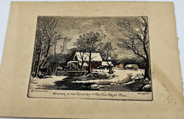 Greeting Card Christmas Winter Scene The Old Grist Mill Edward J. Dillon 1940s - £5.25 GBP