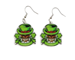 Double Sided Acrylic St. Patrick&#39;s Day Skull Dangle Earrings - New - $16.99