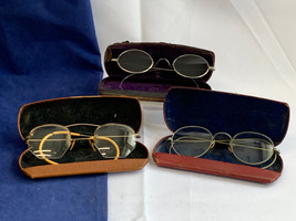 Vtg Eyeglass Lot Wire Rim Lens Optical Eye Glasses Spectacles in Cases - $59.35