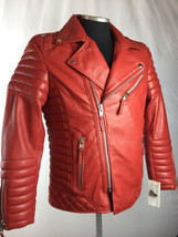 Mens Genuine Lambskin Leather Biker Jacket Motorcycle Style Red 2019 - £113.76 GBP