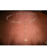  Beautiful Vintage Rosary , Gold Tone with Plastic Pearls  - £7.99 GBP