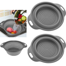 2 X Silicone Collapsible Bowl Strainer Colander Foldable Drainer 11.8&quot; K... - £20.39 GBP