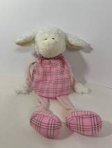 Amscan plush lamb sheep pink plaid dress long arms legs shelf sitter vin... - $20.78