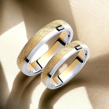 Two-tone Wedding Band, 4mm Wedding Bands Set, Matching Rings, Engrave Ba... - $630.00