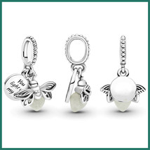 S925 Sterling Silver Pandora Glow-In-The-Dark Firefly Pendant,Gift For Her - £11.18 GBP