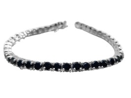 925 Silver Black Tourmaline Bracelet Natural Black Tourmaline Bracelet For Her - £140.16 GBP+