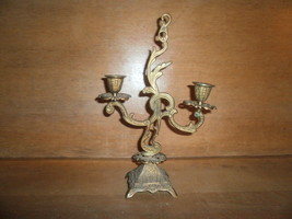 Brass Candle Holder , Gothic Look  1 Foot Tall - £43.24 GBP