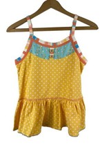 Matilda Jane Size 12 Tank Top Shirt Girls Knit Yellow Polka Dot Peplum - £37.11 GBP