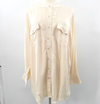 Woman Within Womens Cream Button Up Shirt Blouse Tunic Plus Size 1X NEW - £15.42 GBP