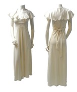 Ivory Maxi Dress, 1970s Edwardian Prom Party Evening Wedding Gown,  Empi... - £69.98 GBP