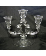 Glass Candelabra Three Candle Holders Scrolled Designs - £19.65 GBP