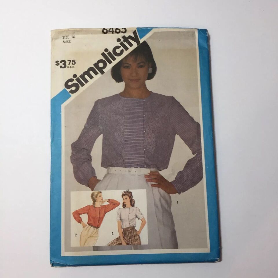 Simplicity 6465 Size 14 Misses' Asymetrical Blouses Bust 36" - $12.86