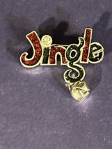 Silver Tone Christmas Sparkling Enamel “JINGLE” Bell Brooch Pin Signed TC - £7.43 GBP