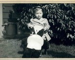 Little Boy and Giant Stuffed Panda Photograph on Backer Board  - $11.88