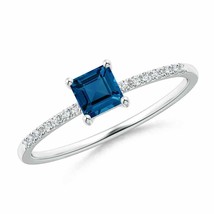 Authenticity Guarantee 
7MM Natural London Blue Topaz Ring with Diamond in 14... - £504.67 GBP