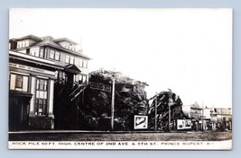 RPPC 2nd Ave Street View Rock Pile Prince Rupert BC Canada Postcard N14 - $35.59