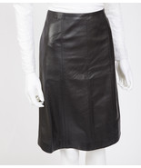 Chanel Black Leather Knee Length Skirt 02A Sz 36 US 6 - £276.55 GBP
