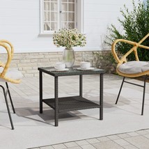Outdoor Garden Patio Porch Poly Rattan Side Sofa Coffee Table With Stora... - $81.99
