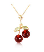 1.45 Ct 14k Solid Yellow Gold Cherry Pie Garnet Peridot Necklace - $131.89