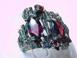 Huge GARNET Ring in GOLD over STERLING Silver - Size 6 3/4 - FREE SHIPPING - $115.00