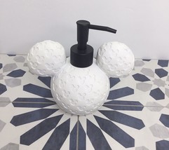 Disney Mickey Mouse White Ears Soap Lotion Dispenser With Pump Deboss Matte New - £21.07 GBP