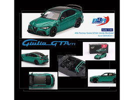 Alfa Romeo Giulia GTAm Verde Montreal Green Metallic with Carbon Top 1/64 Diecas - $37.69