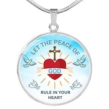 God Rule in Your Heart Circle Necklace Engraved 18k Gold 18-22&quot; - £52.01 GBP