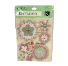 K &amp; Company K-ology Grand Adhesions Hannah Paper Flowers Gems 7 Pcs 5549... - $6.56