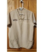 WS Gear Size Med. Medical Scrub Top &amp; Pants Uniform Tan &amp; Brown Monogram... - €8,45 EUR